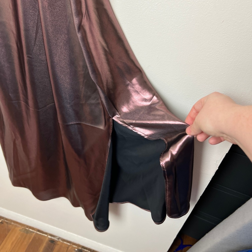 Intimately Free People L Sunset Shimmer Satin Midi Slip‎ Dress Rose Metallic - Picture 4 of 8